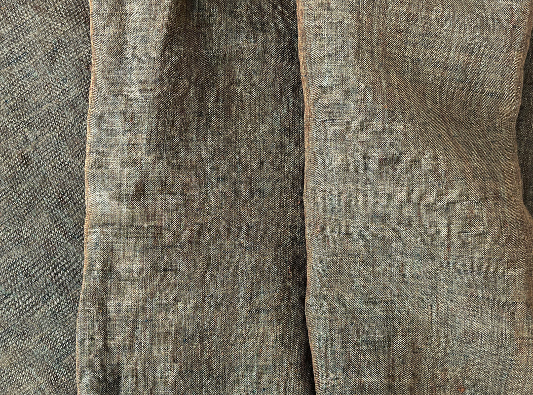 100% Linen Soft&Crisp Fabric 21s Vintage Chambray Brown(light) 8211