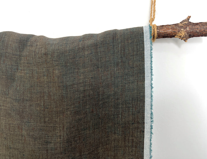 100% Linen Soft&Crisp Fabric 21s Vintage Chambray Brown(light) 8211