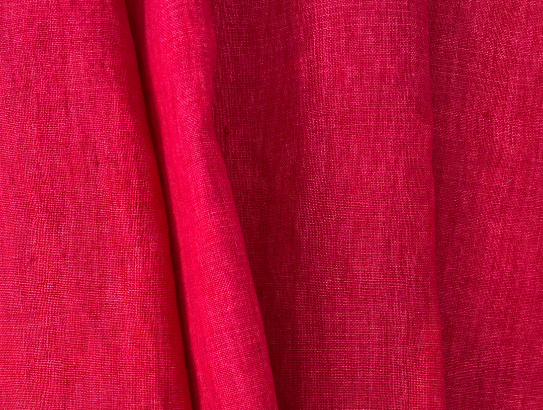 Delave Vintage Dyed 100% Linen Fabric – Medium to Heavyweight, Soft Finish Crimson Pink 7942