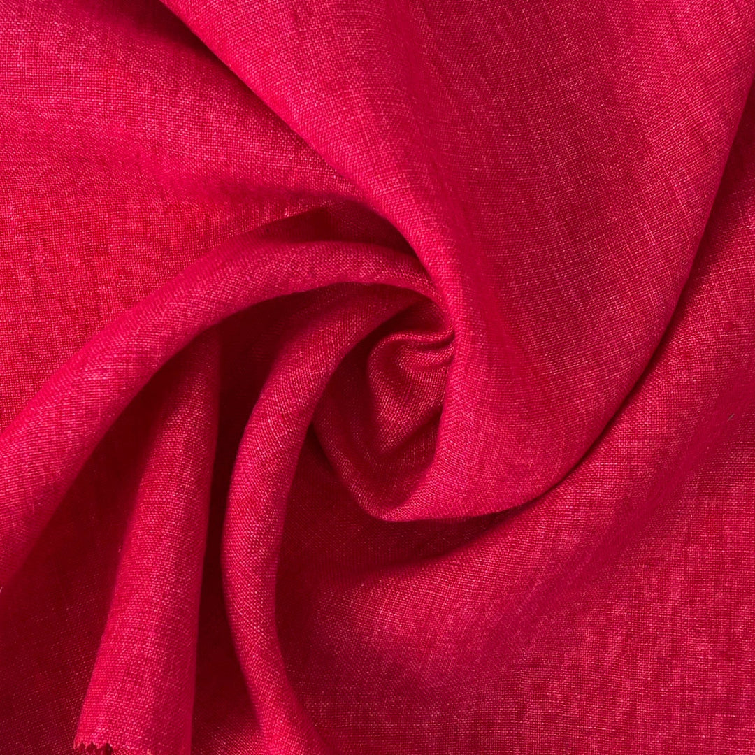 Delave Vintage Dyed 100% Linen Fabric – Medium to Heavyweight, Soft Finish Crimson Pink 7942