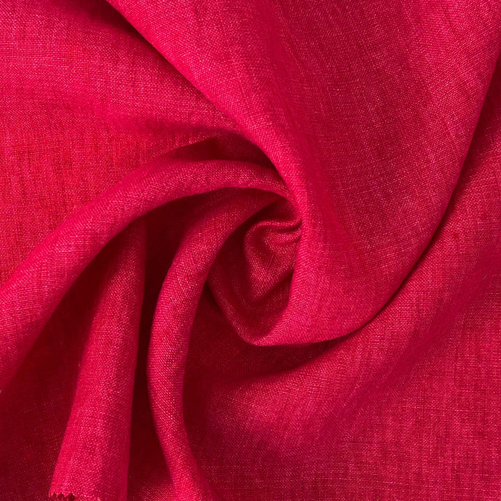 Delave Vintage Dyed 100% Linen Fabric – Medium to Heavyweight, Soft Finish Crimson Pink 7942