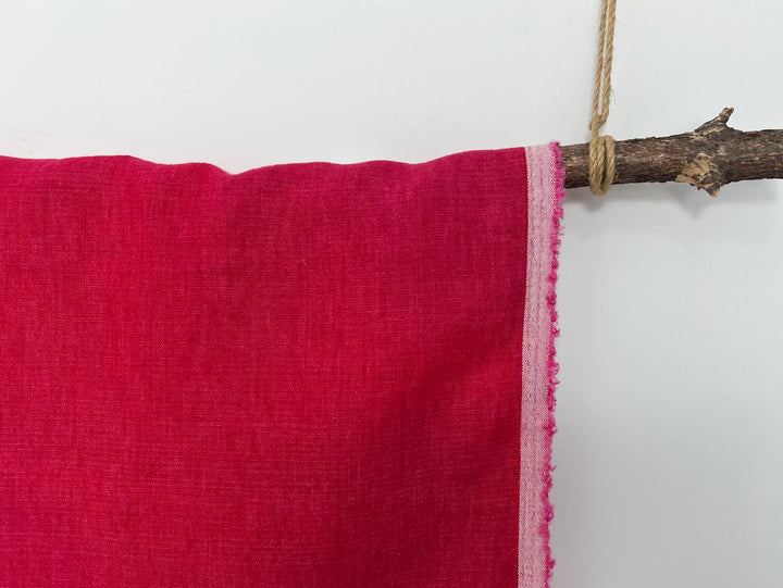 Delave Vintage Dyed 100% Linen Fabric – Medium to Heavyweight, Soft Finish Crimson Pink 7942