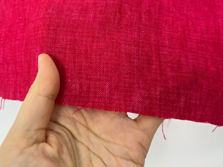 Delave Vintage Dyed 100% Linen Fabric – Medium to Heavyweight, Soft Finish Crimson Pink 7942