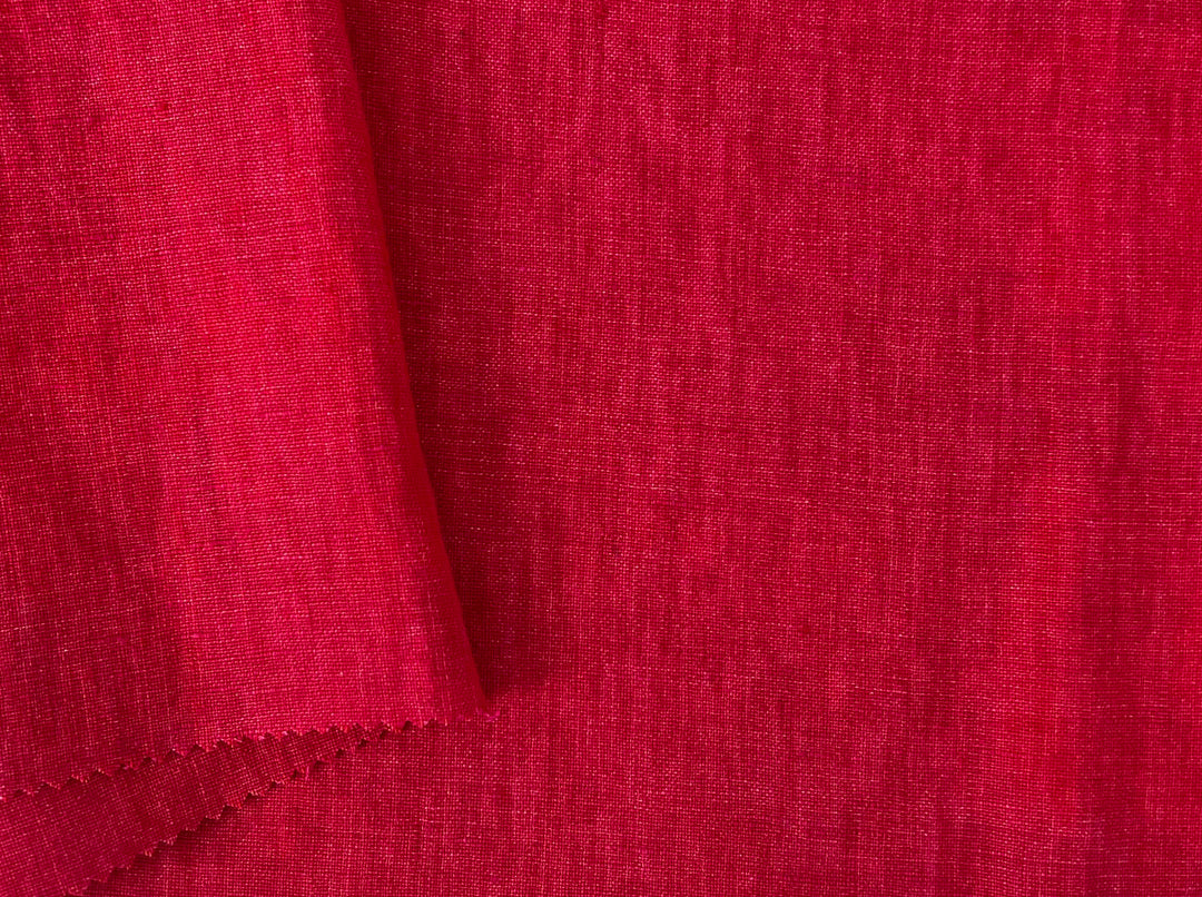 Delave Vintage Dyed 100% Linen Fabric – Medium to Heavyweight, Soft Finish Crimson Pink 7942