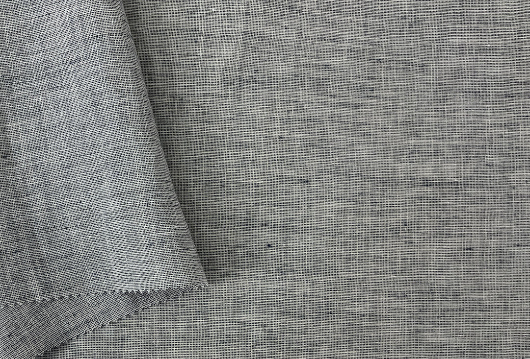 100% Linen Fabric | Lightweight Pre-Washed Chambray with Subtle Dot Pattern 8251