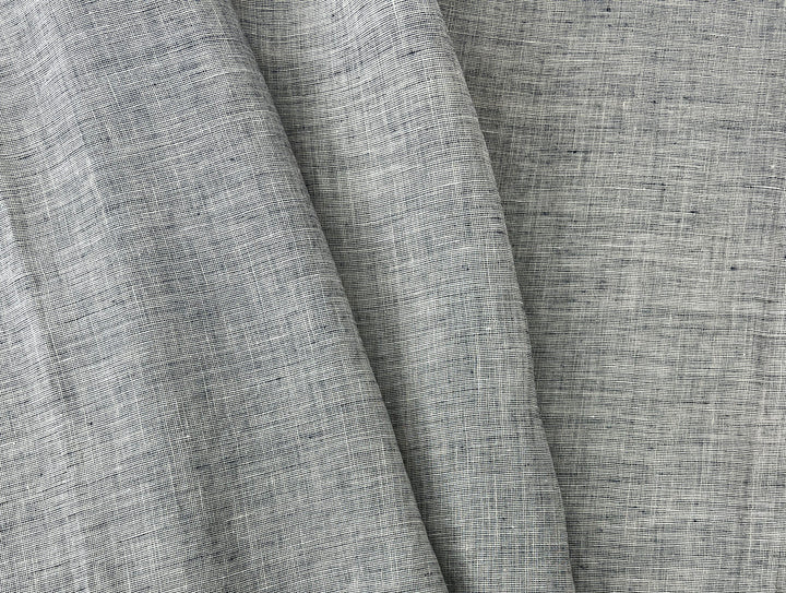 100% Linen Fabric | Lightweight Pre-Washed Chambray with Subtle Dot Pattern 8251