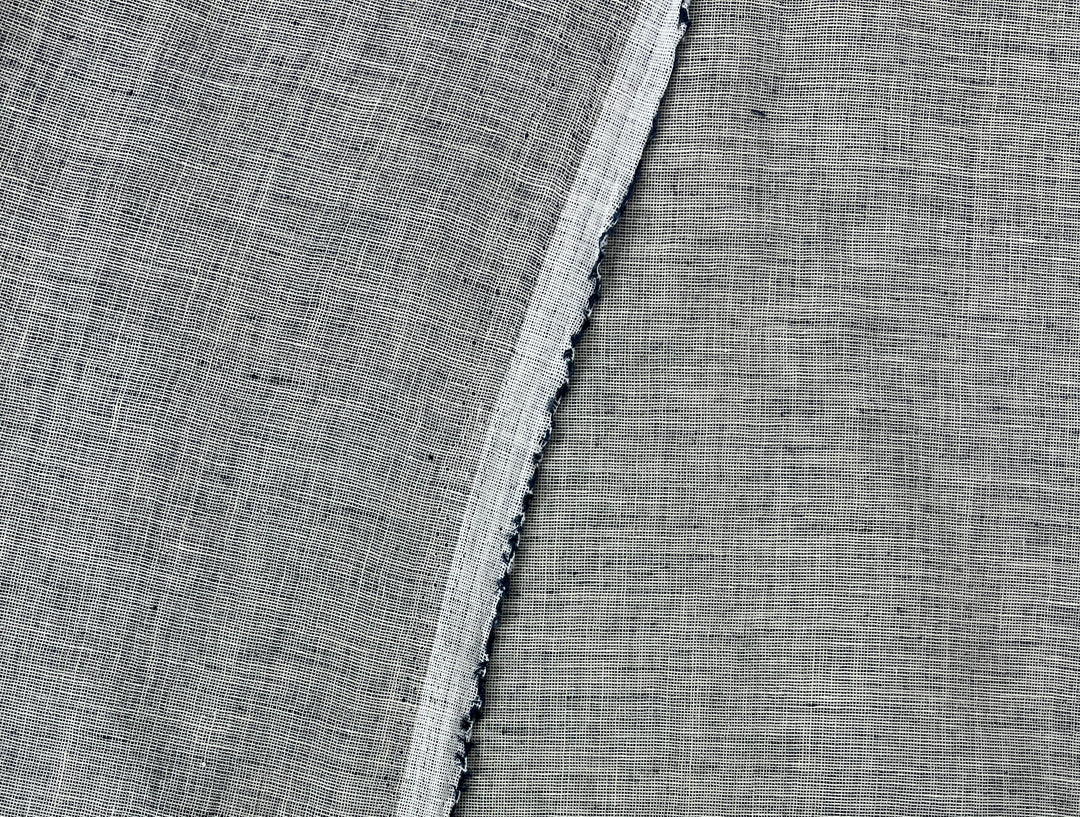 100% Linen Fabric | Lightweight Pre-Washed Chambray with Subtle Dot Pattern 8251