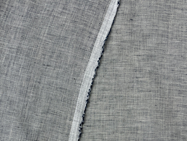 100% Linen Fabric | Lightweight Pre-Washed Chambray with Subtle Dot Pattern 8251