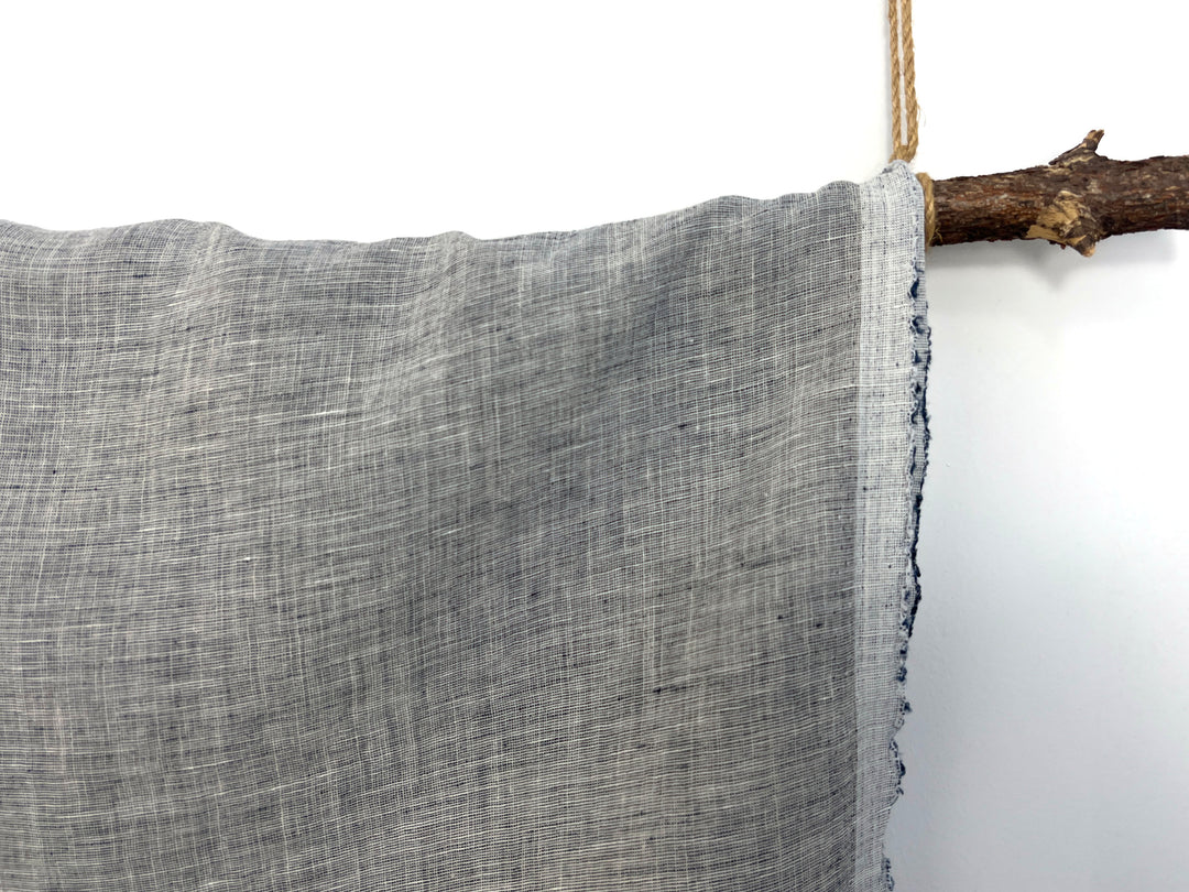 100% Linen Fabric | Lightweight Pre-Washed Chambray with Subtle Dot Pattern 8251