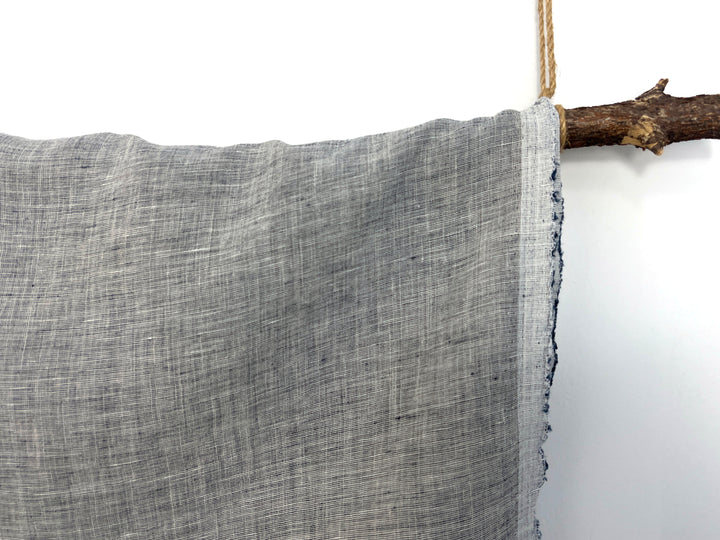 100% Linen Fabric | Lightweight Pre-Washed Chambray with Subtle Dot Pattern 8251