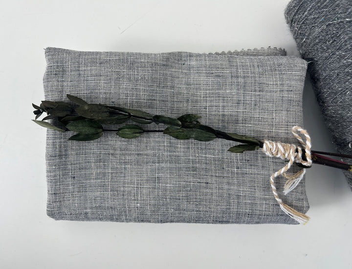 100% Linen Fabric | Lightweight Pre-Washed Chambray with Subtle Dot Pattern 8251