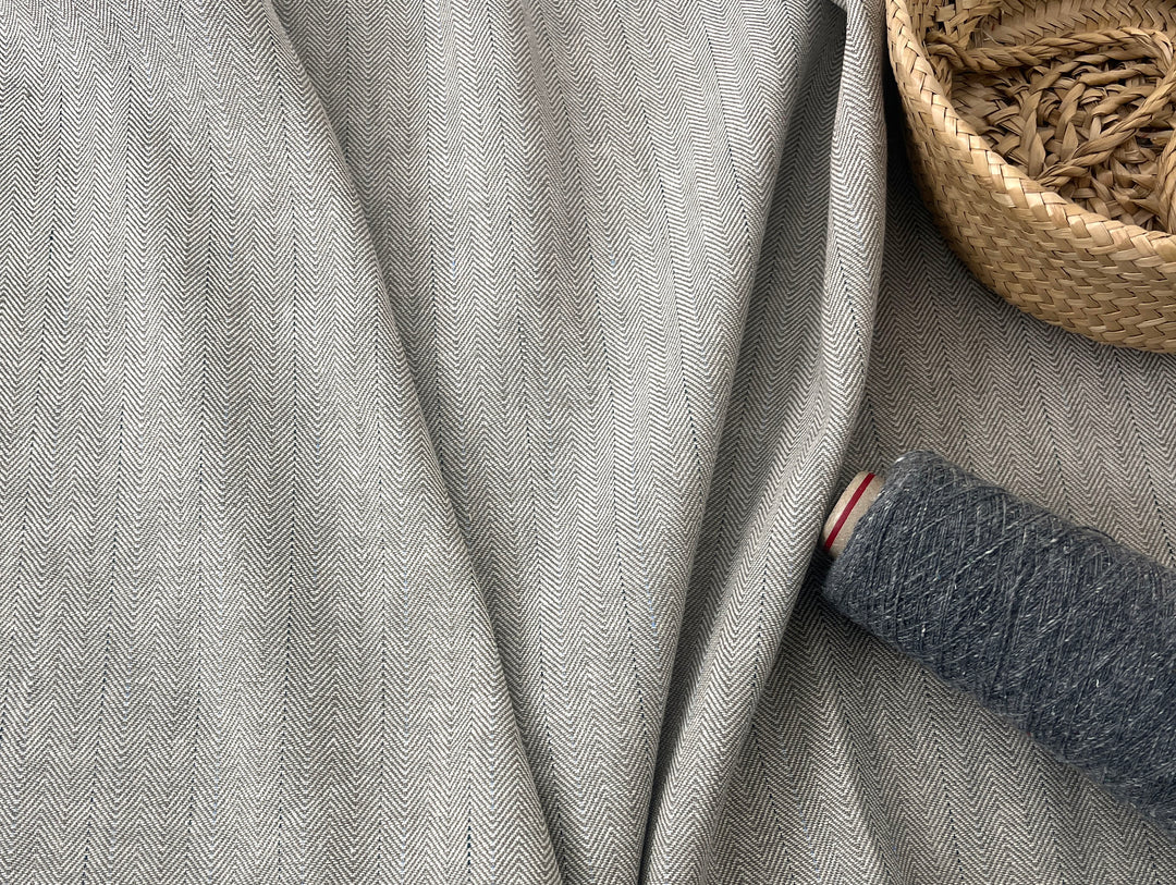 Two-Tone Herringbone Pinstripe | Linen Cotton Fabric 7303 7304