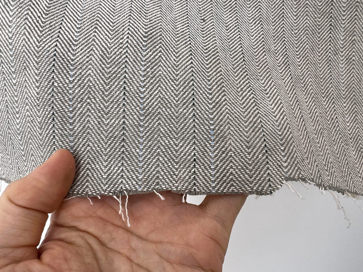 Two-Tone Herringbone Pinstripe | Linen Cotton Fabric 7303 7304