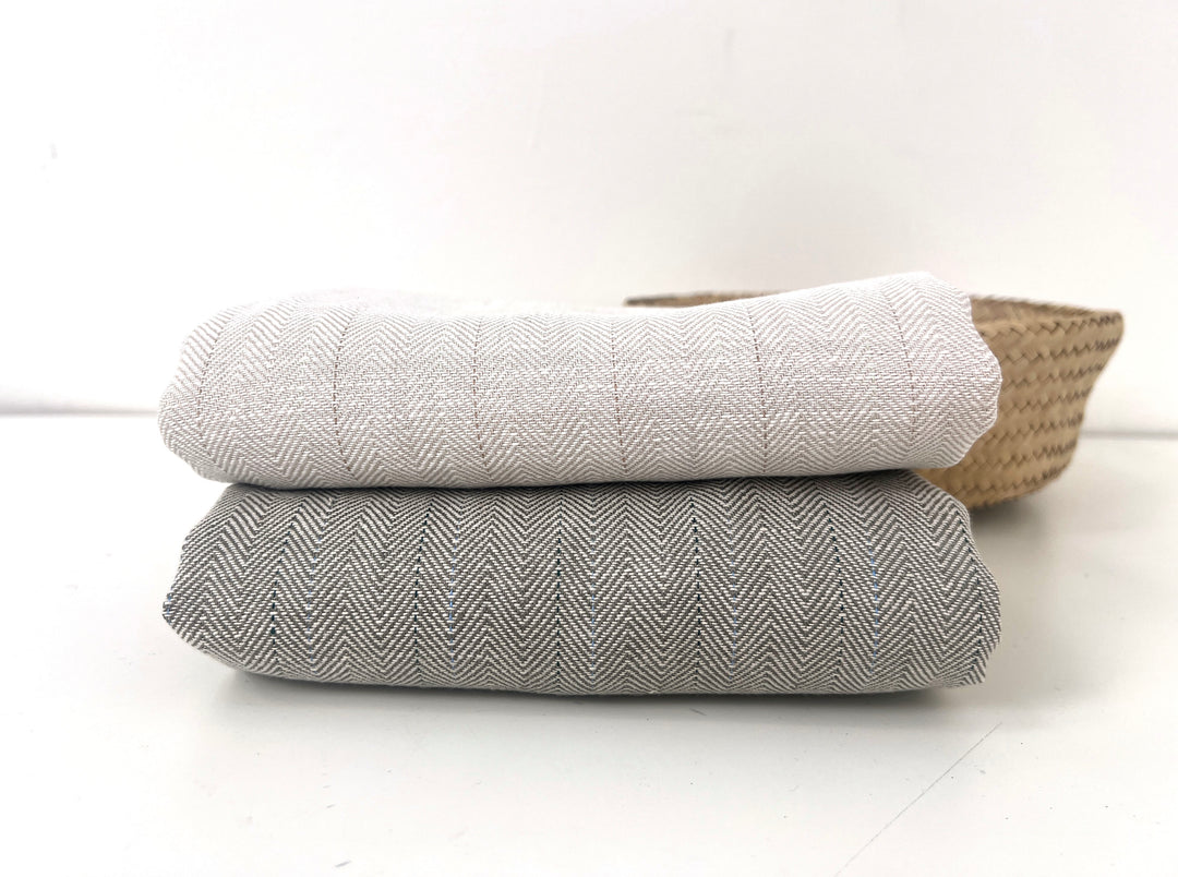 Two-Tone Herringbone Pinstripe | Linen Cotton Fabric 7303 7304