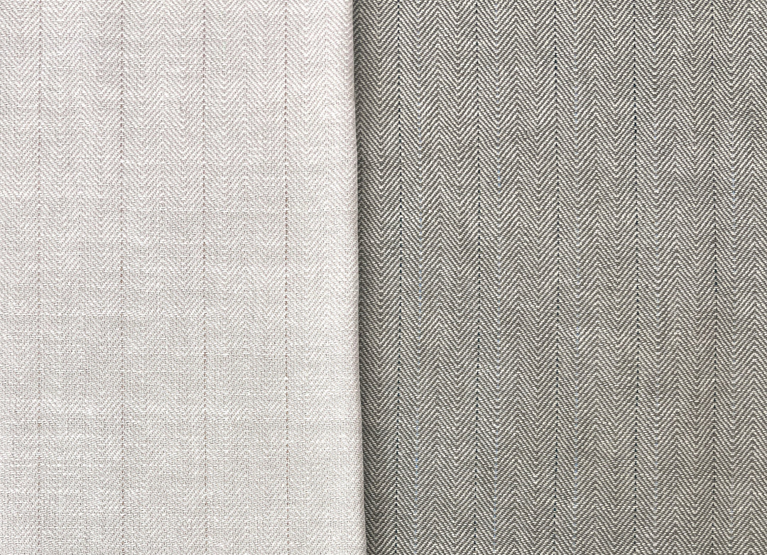Two-Tone Herringbone Pinstripe | Linen Cotton Fabric 7303 7304