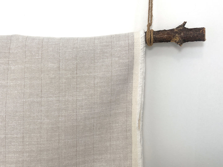 Two-Tone Herringbone Pinstripe | Linen Cotton Fabric 7303 7304