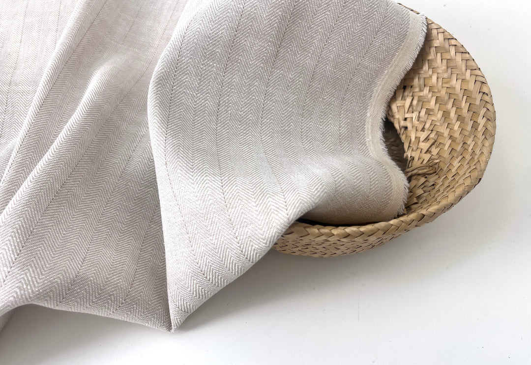 Two-Tone Herringbone Pinstripe | Linen Cotton Fabric 7303 7304
