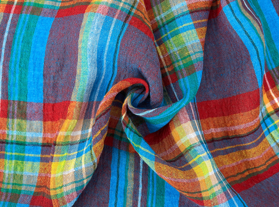 High-Twist Plaid | Airy Linen Blend Fabric 7997 7998