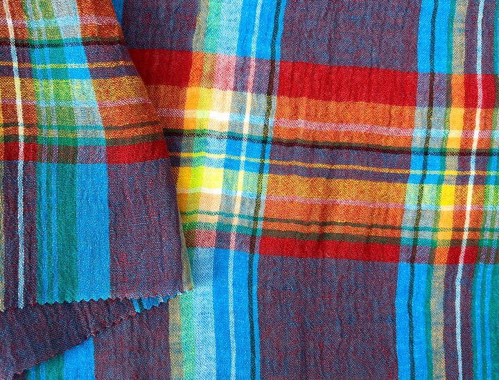 High-Twist Plaid | Airy Linen Blend Fabric 7997 7998