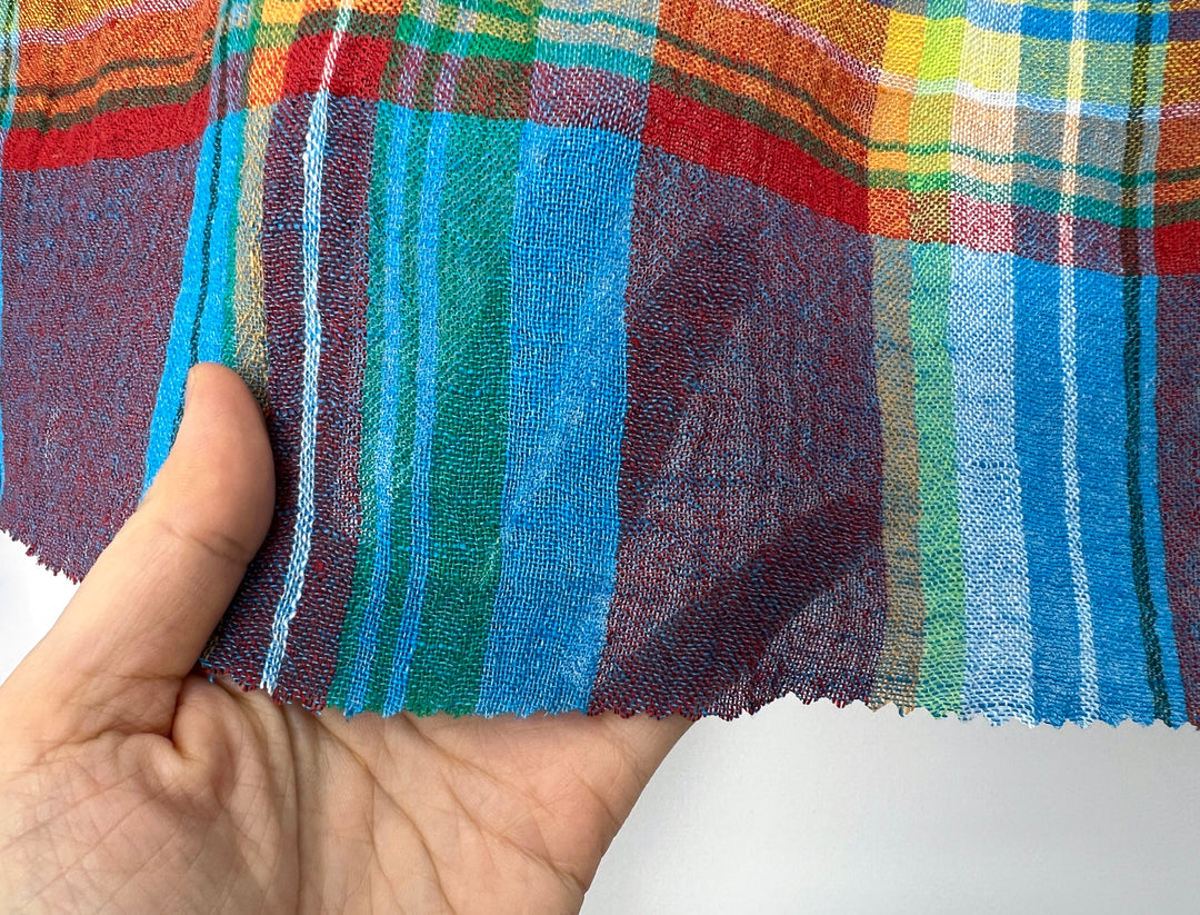 High-Twist Plaid | Airy Linen Blend Fabric 7997 7998