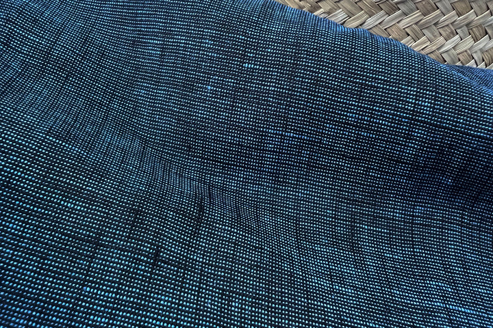 100% Linen Dot Chambray Fabric - Soft Blue & Grey, Fine 21s Yarn Navy 4421