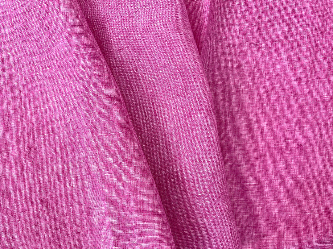 100% Linen Dot Chambray Fabric - Soft Blue & Grey, Fine 21s Yarn Pink 6450