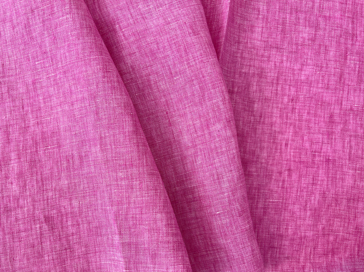 100% Linen Dot Chambray Fabric - Soft Blue & Grey, Fine 21s Yarn Pink 6450