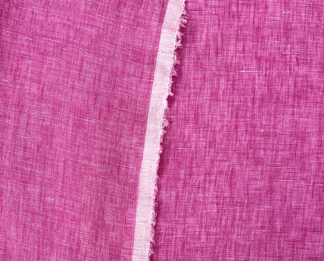 100% Linen Dot Chambray Fabric - Soft Blue & Grey, Fine 21s Yarn Pink 6450