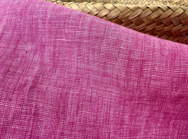 100% Linen Dot Chambray Fabric - Soft Blue & Grey, Fine 21s Yarn Pink 6450