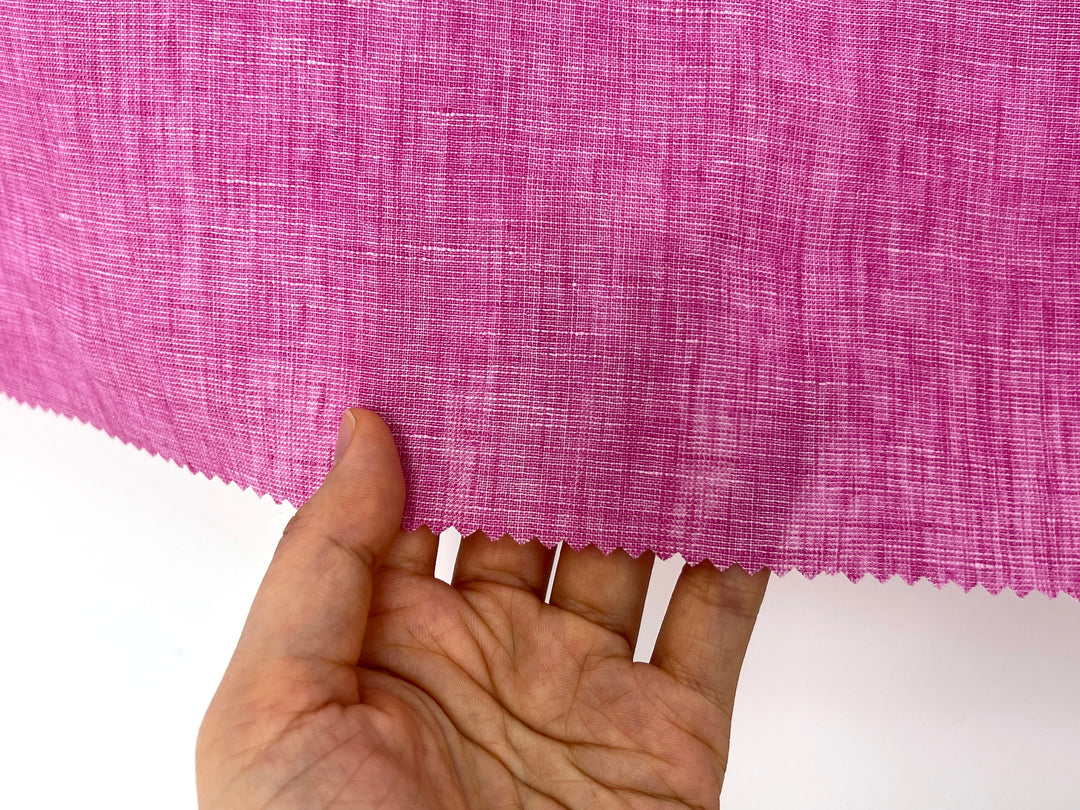 100% Linen Dot Chambray Fabric - Soft Blue & Grey, Fine 21s Yarn Pink 6450