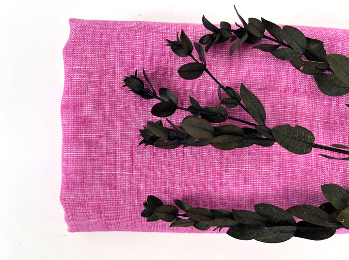 100% Linen Dot Chambray Fabric - Soft Blue & Grey, Fine 21s Yarn Pink 6450