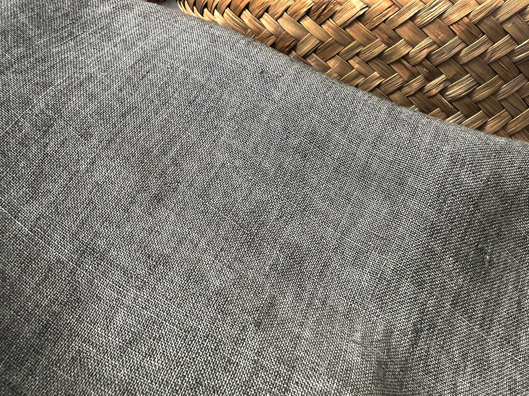 100% Linen Soft&Crisp Fabric 21s Vintage Chambray Greenish gray 8343