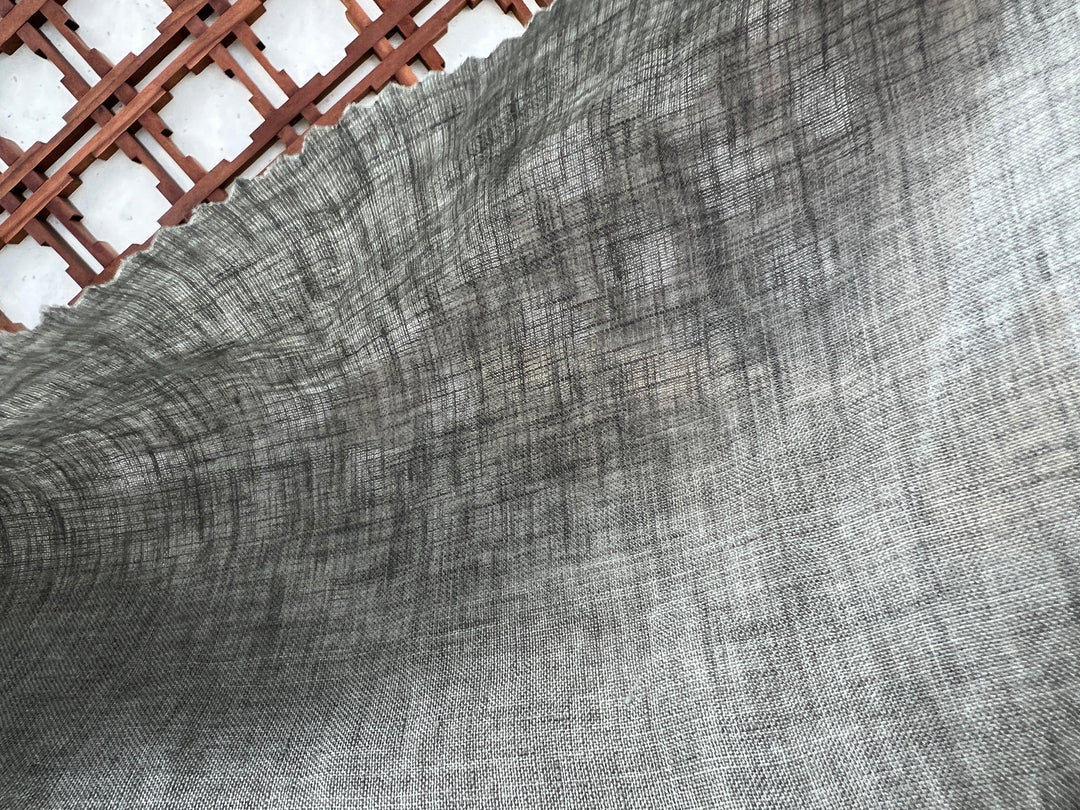 100% Linen Soft&Crisp Fabric 21s Vintage Chambray Greenish gray 8343