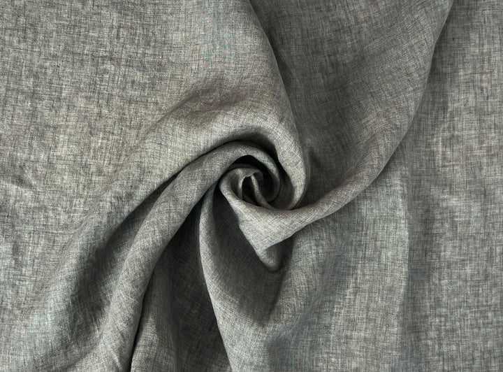 100% Linen Soft&Crisp Fabric 21s Vintage Chambray Greenish gray 8343