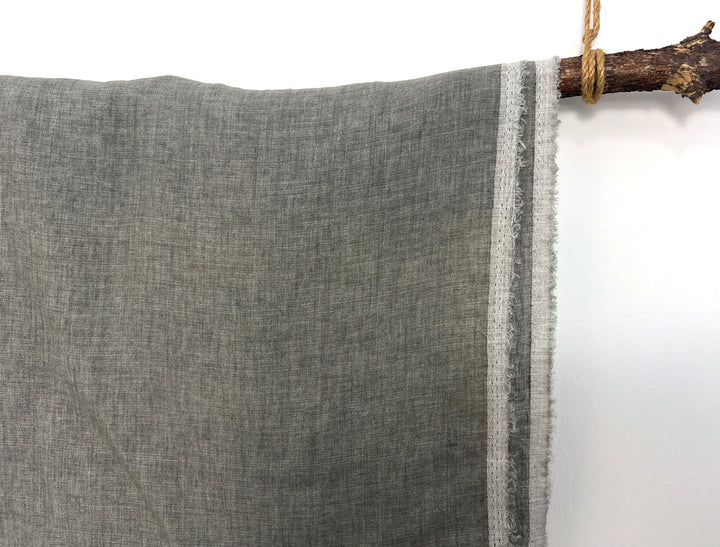 100% Linen Soft&Crisp Fabric 21s Vintage Chambray Greenish gray 8343