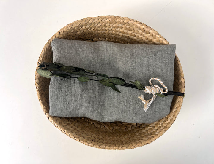 100% Linen Soft&Crisp Fabric 21s Vintage Chambray Greenish gray 8343