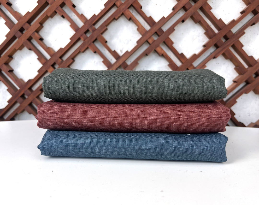 100% Linen Vintage Dyed Delave Fabric – Fine 21s Yarn, Pre-Washed, Light Weight Steel Blue 4889