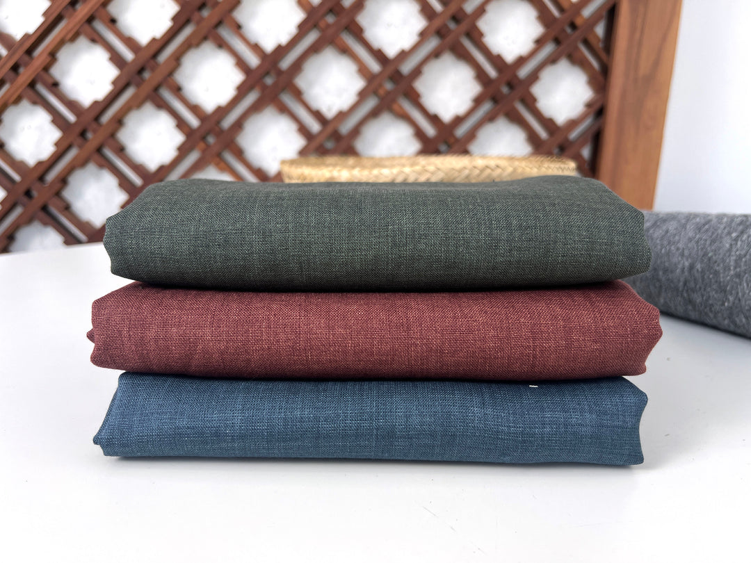 100% Linen Vintage Dyed Delave Fabric – Fine 21s Yarn, Pre-Washed, Light Weight Steel Blue 4889