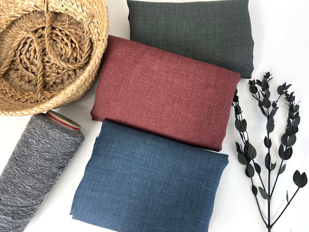 100% Linen Vintage Dyed Delave Fabric – Fine 21s Yarn, Pre-Washed, Light Weight Steel Blue 4889