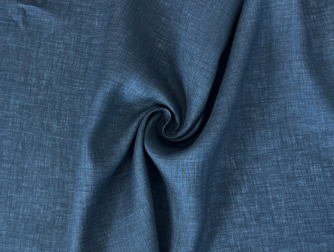 100% Linen Vintage Dyed Delave Fabric – Fine 21s Yarn, Pre-Washed, Light Weight Steel Blue 4889