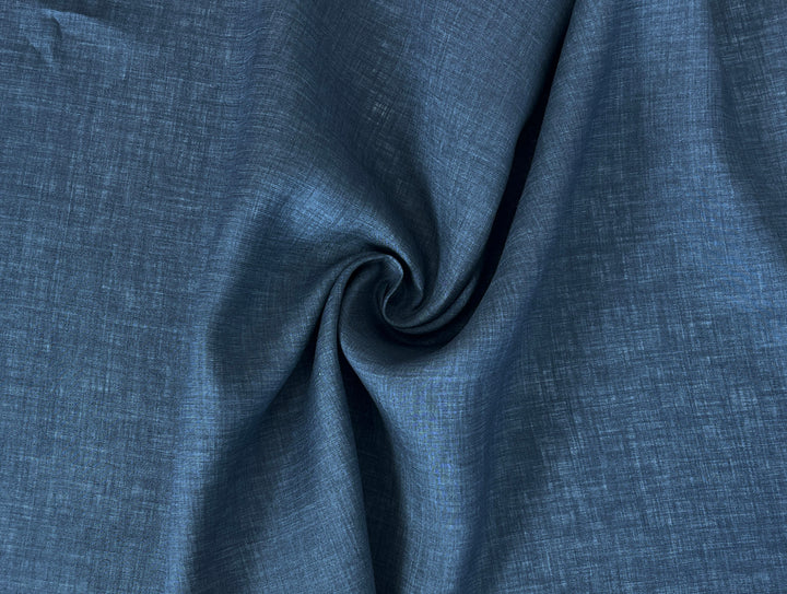 100% Linen Vintage Dyed Delave Fabric – Fine 21s Yarn, Pre-Washed, Light Weight Steel Blue 4889
