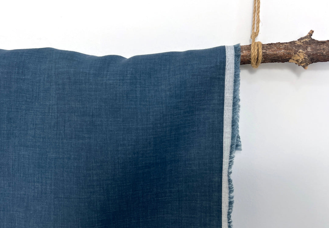 100% Linen Vintage Dyed Delave Fabric – Fine 21s Yarn, Pre-Washed, Light Weight Steel Blue 4889