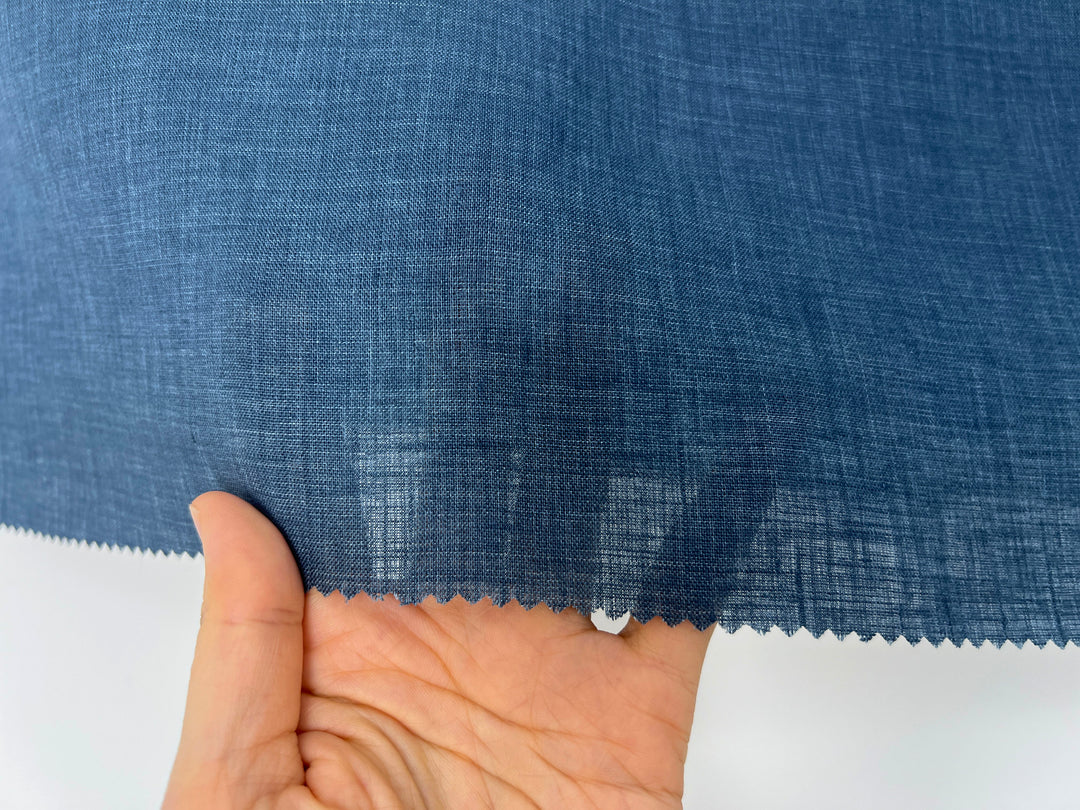 100% Linen Vintage Dyed Delave Fabric – Fine 21s Yarn, Pre-Washed, Light Weight Steel Blue 4889