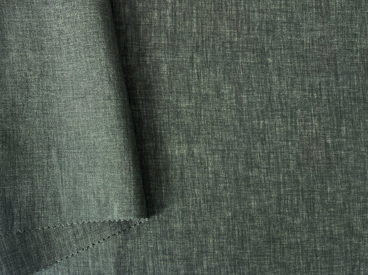 100% Linen Vintage Dyed Delave Fabric – Fine 21s Yarn, Pre-Washed, Light Weight Deep Olive 7968
