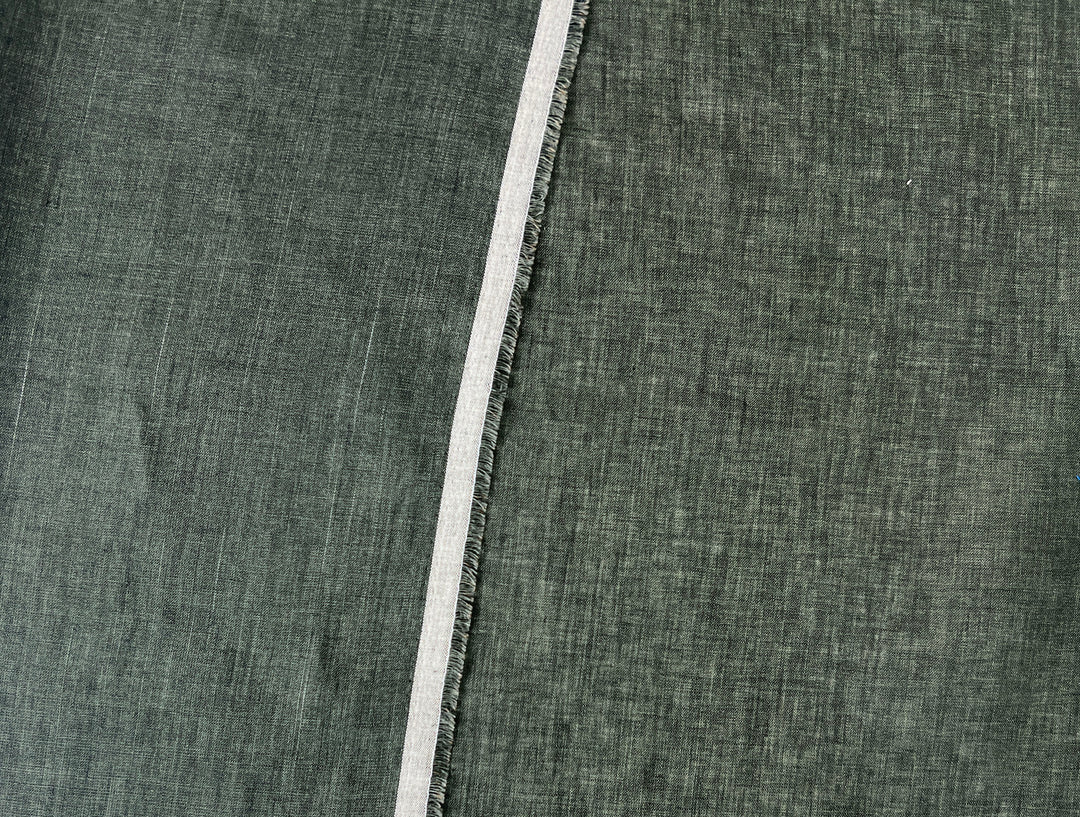 100% Linen Vintage Dyed Delave Fabric – Fine 21s Yarn, Pre-Washed, Light Weight Deep Olive 7968