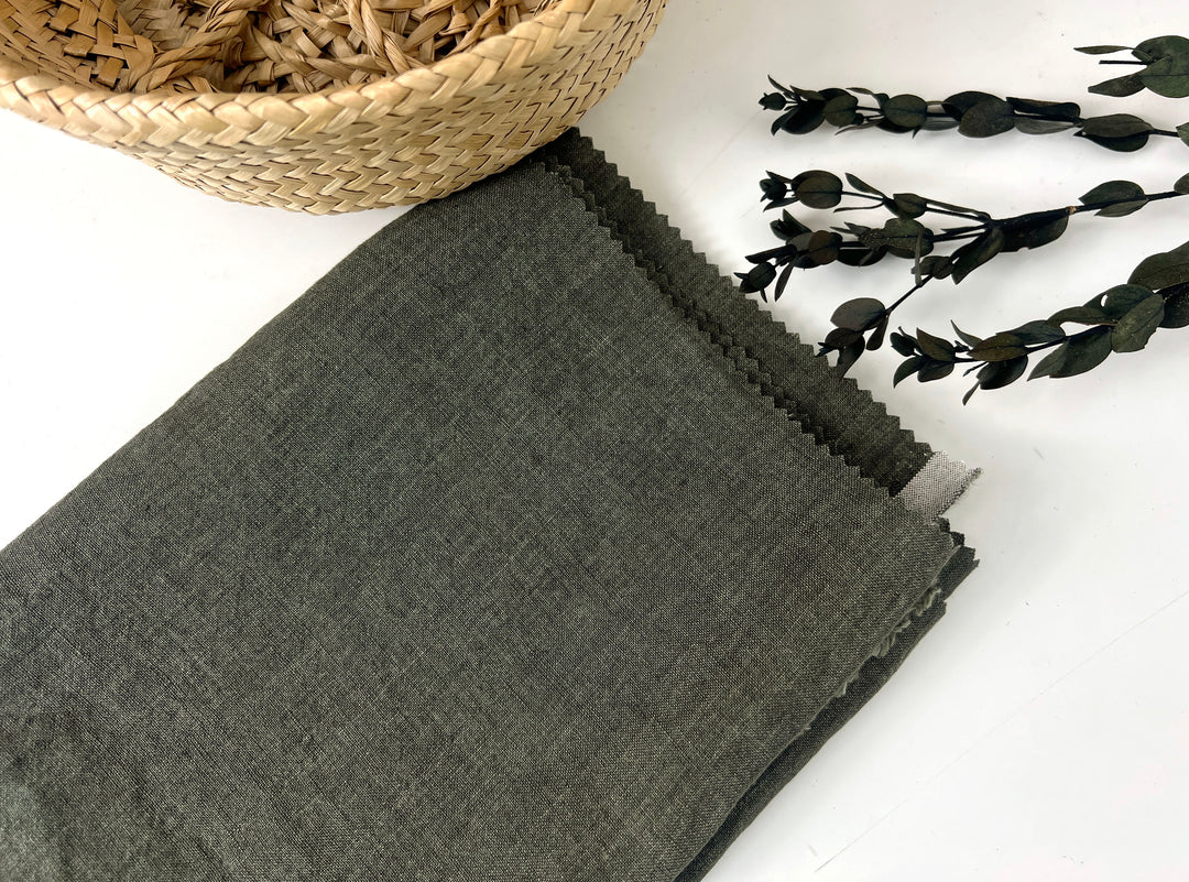 High Twisted Linen Fabric 14s Medium Weight Khaki 8010