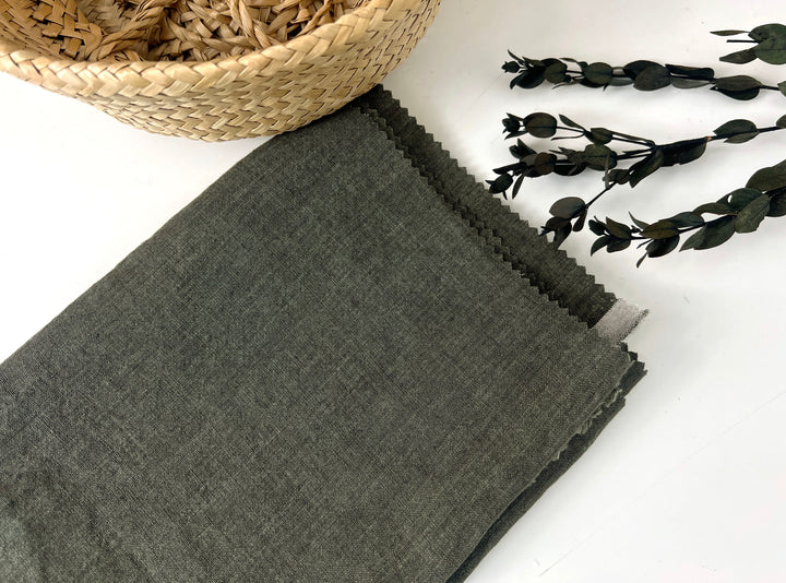 High Twisted Linen Fabric 14s Medium Weight Khaki 8010