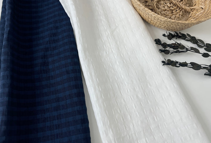 Subtle Seersucker | Linen Cotton Gingham Fabric 8300 8301