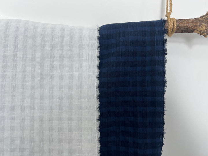 Subtle Seersucker | Linen Cotton Gingham Fabric 8300 8301