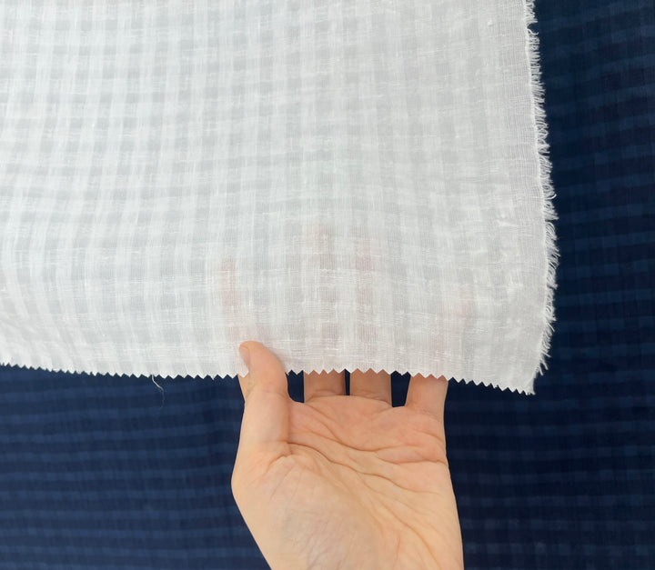 Subtle Seersucker | Linen Cotton Gingham Fabric 8300 8301